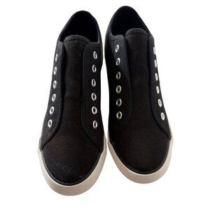 JustFab Chill Out Slip-On Sneakers Black Recycled Canvas - Sz. 7.5 - NWT